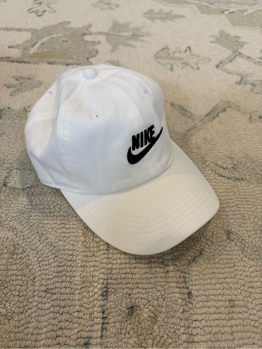 Nike Kids White Cap with Black Swoosh Logo